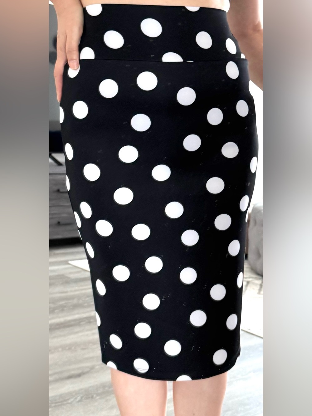 INC International Concepts Black and White Polka Dot Pencil Skirt